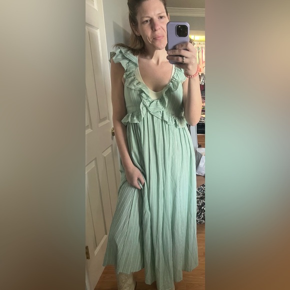 Meet Me In Santorini Dresses & Skirts - NWOT Meet me in Santorini Green and. White Striped Maxi Dress
